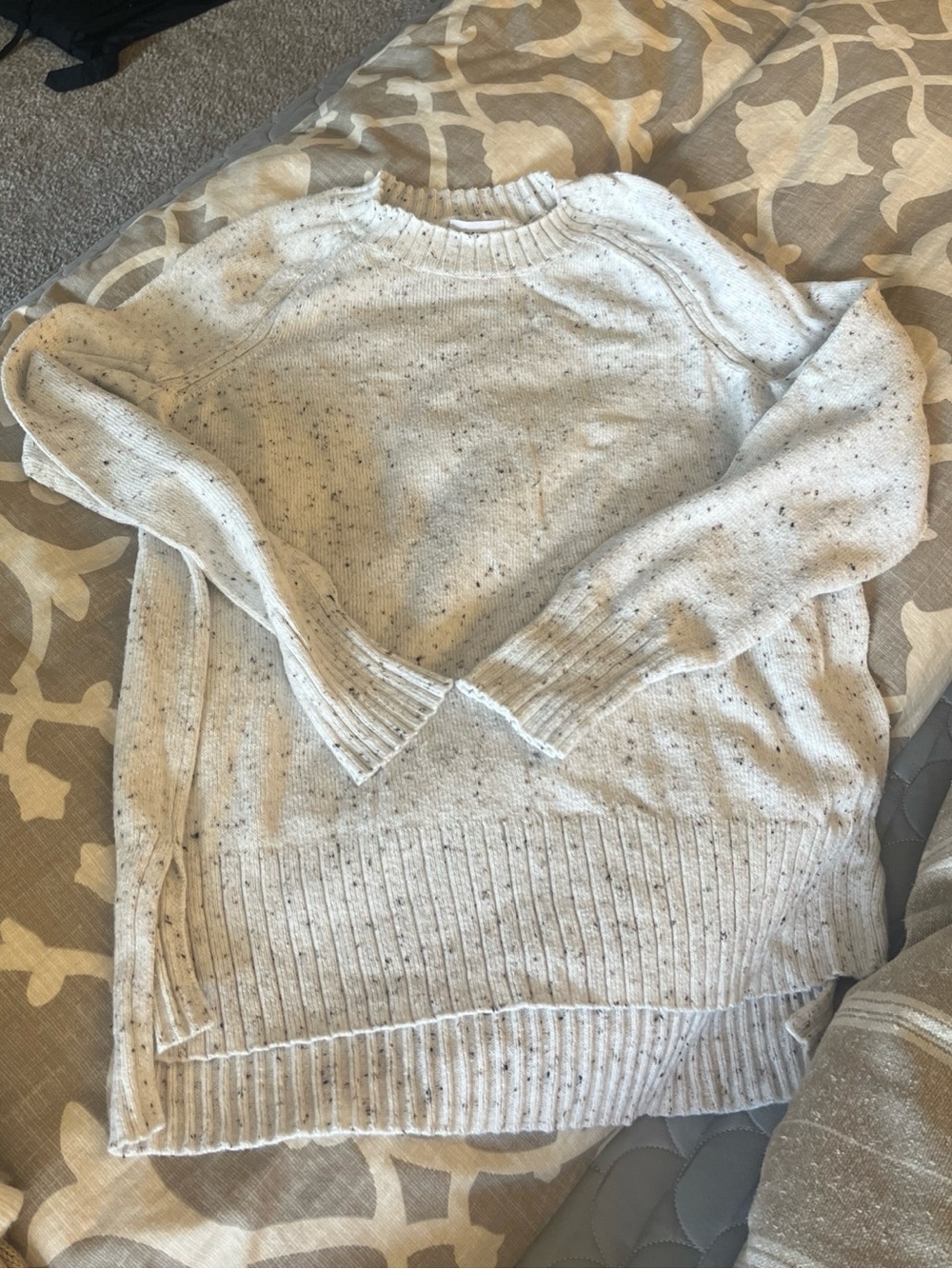 Old Navy Sweater White Speckled Top Size Medium Tall